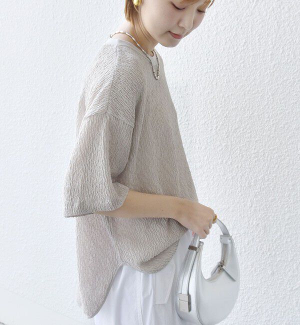 SHIPS for women「〈手洗い可能〉ランダム ブルーゼ ショート スリーブ プルオーバー」|Tシャツ・カットソー|