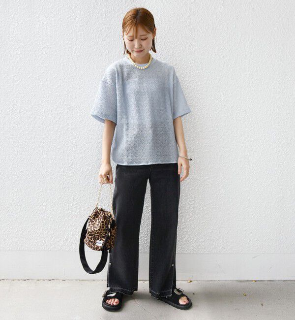 SHIPS for women「〈手洗い可能〉ランダム ブルーゼ ショート スリーブ プルオーバー」|Tシャツ・カットソー|