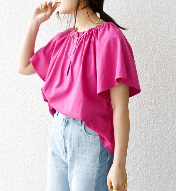 SHIPS any「SHIPS any:〈UVカット/接触冷感/吸水速乾/洗濯機可能〉USAコットン フレア TEE」|Tシャツ・カットソー|