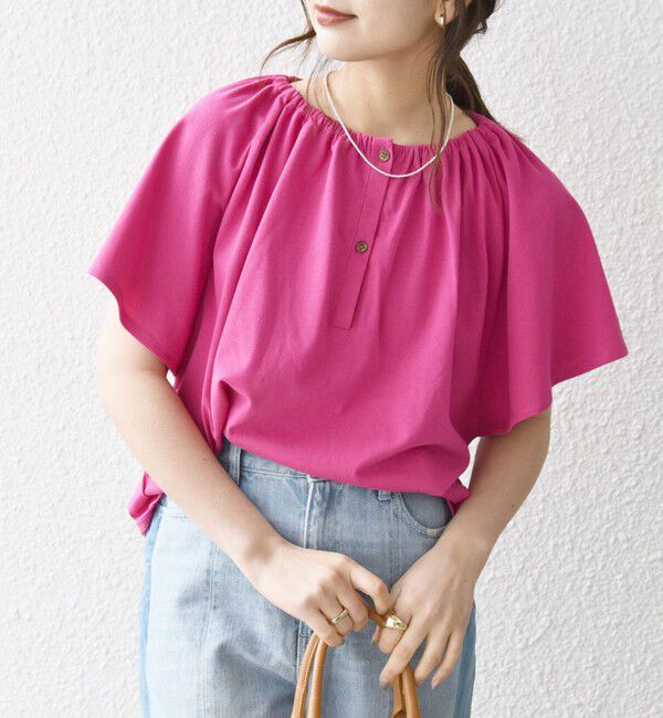 SHIPS any「SHIPS any:〈UVカット/接触冷感/吸水速乾/洗濯機可能〉USAコットン フレア TEE」|Tシャツ・カットソー|