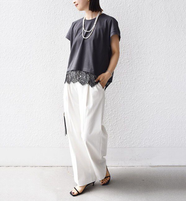 SHIPS for women「【WEB限定】〈手洗い可能〉裾 レース コンビ プルオーバー」|Tシャツ・カットソー|