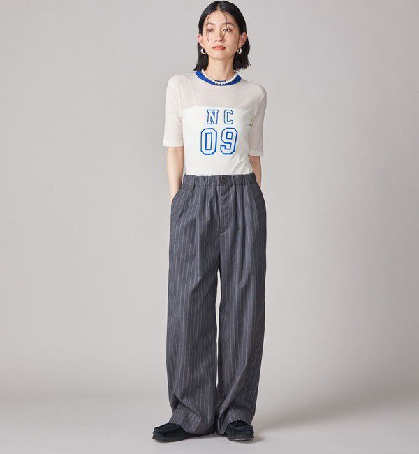 SHIPS for women「SHIPS NINE CASE:シアー ロゴ リンガー TEE」|Tシャツ・カットソー|