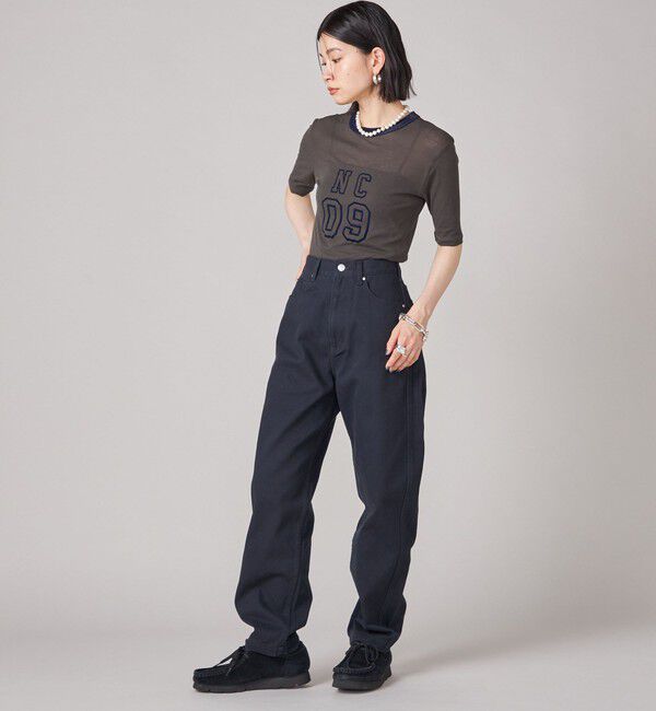 SHIPS for women「SHIPS NINE CASE:シアー ロゴ リンガー TEE」|Tシャツ・カットソー|