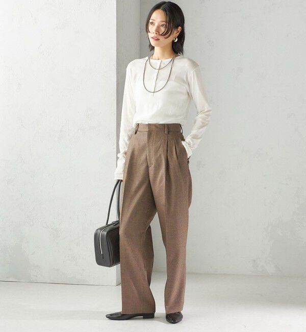 SHIPS for women「【SHIPS別注】miller: シアー ヘンリー ネック ロング スリーブ TEE」|Tシャツ・カットソー|