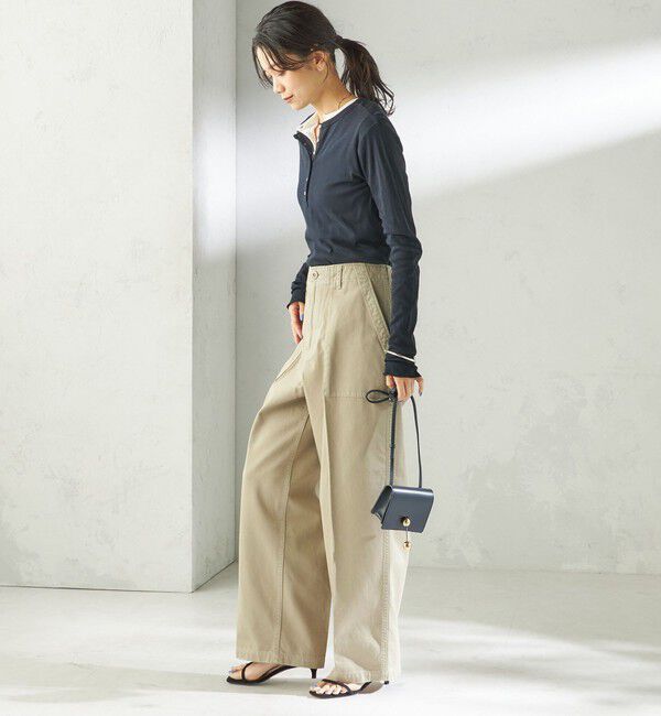 SHIPS for women「【SHIPS別注】miller: シアー ヘンリー ネック ロング スリーブ TEE」|Tシャツ・カットソー|