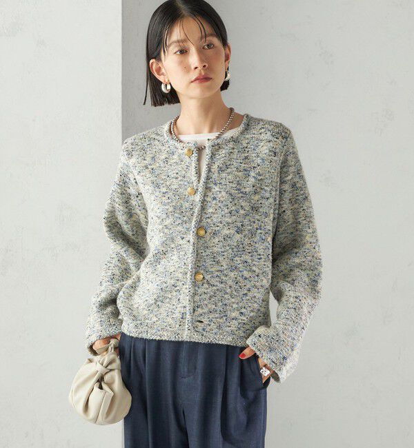 SHIPS for women「〈手洗い可能〉ミックス ヤーン ニット ジャケット」|カーディガン|