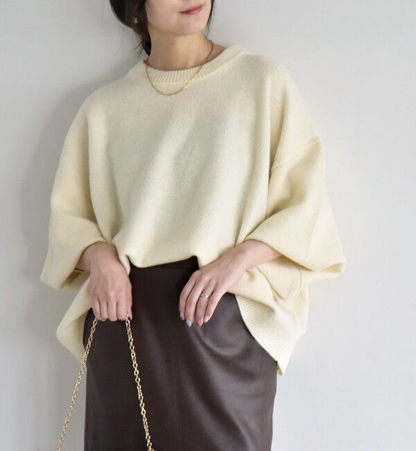quaranciel「《一部追加予約》〈手洗い可能〉AQUA カシミヤ ミックス ドルマン ニット」|ニット・セーター|ナチュラル