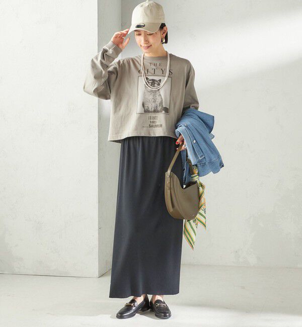 SHIPS for women「【SHIPS別注】Odub: フォト プリント クロップド ロングスリーブ TEE」|Tシャツ・カットソー|
