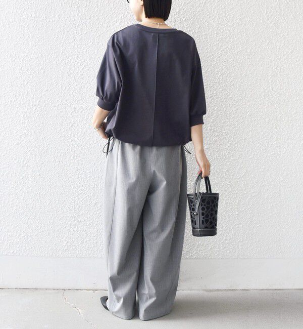 SHIPS for women「【WEB限定】〈接触冷感 / 汗染み防止加工〉オーガニック コットン 裾 ドロスト トップス」|Tシャツ・カットソー|