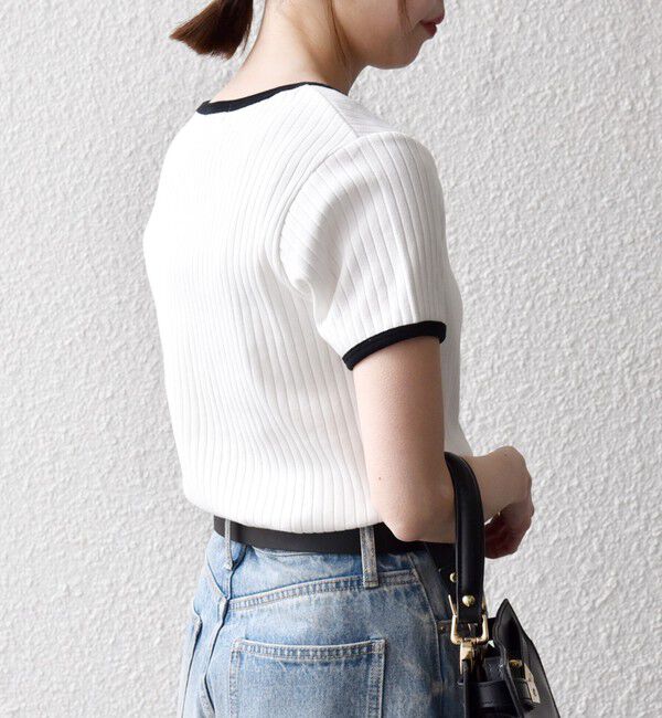 SHIPS any「〈洗濯機可能〉テレコ リブ バイカラー ショートスリーブ TEE」|Tシャツ・カットソー|