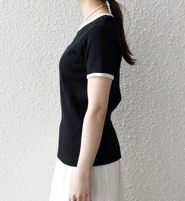 SHIPS any「〈洗濯機可能〉テレコ リブ バイカラー ショートスリーブ TEE」|Tシャツ・カットソー|