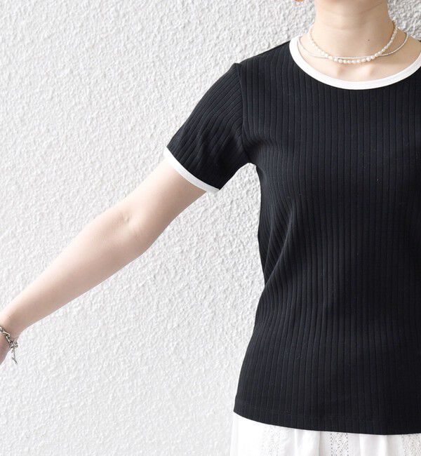 SHIPS any「〈洗濯機可能〉テレコ リブ バイカラー ショートスリーブ TEE」|Tシャツ・カットソー|