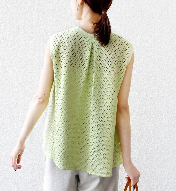 SHIPS for women「〈手洗い可能〉アイレット ノースリーブ フレア プルオーバー」|Tシャツ・カットソー|