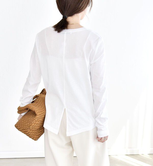 quaranciel「quaranciel:〈接触冷感/手洗い可能〉シアー コットン クルーネック ロンTEE」|Tシャツ・カットソー|