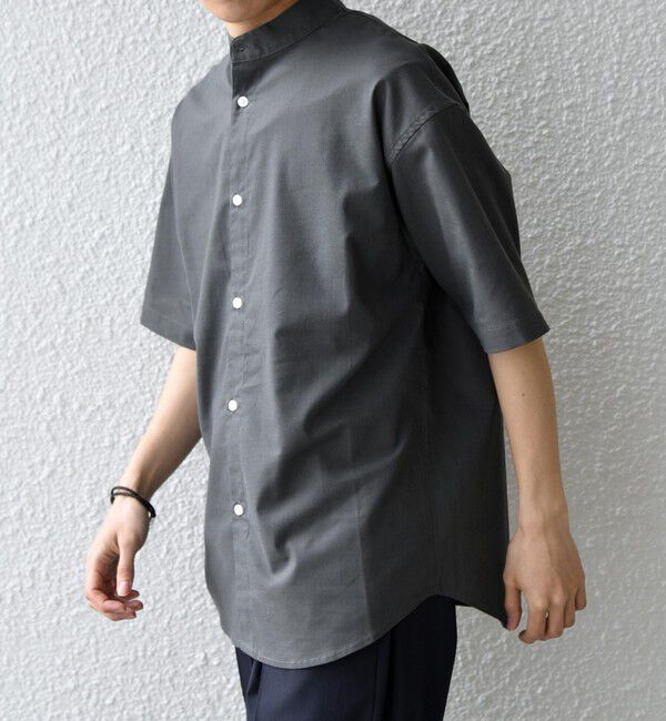 SHIPS any「SHIPS any:〈接触冷感・ストレッチ・遮熱等〉ハイブリッドリネン バンドカラー ショートスリーブ シャツ◇」|シャツ・ブラウス|