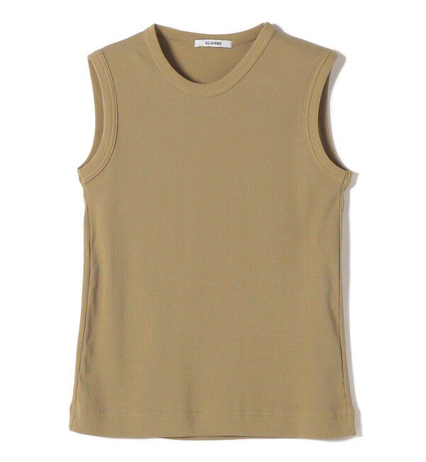 SHIPS for women「SLOANE:ストレッチ リブ ノースリーブ」|タンクトップ|ベージュ