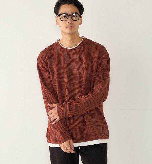 SHIPS Colors 「リンクス ジャカード フェイク レイヤード ロンT◇」|Tシャツ・カットソー|レンガ