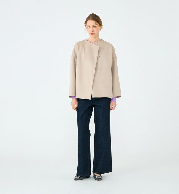 Ballsey「ウールカシミヤビーバー ショートコクーンコート」|ノーカラーコート|