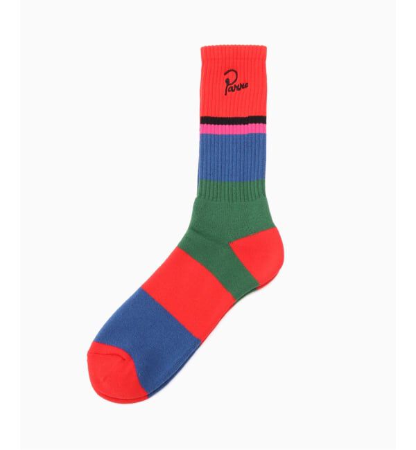 JOURNAL STANDARD「by Parra Signature striped crew socks」|ソックス|レッド