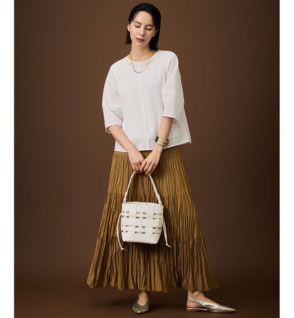 自由区「【カタログ掲載・人気素材・NEWデザイン】ラスティックメッシュラグランスリーブ ブラウス」|シャツ・ブラウス|