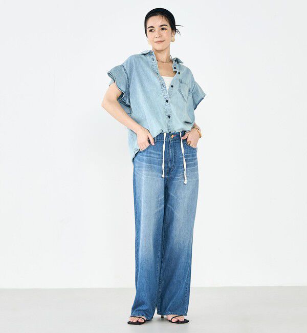 Rie Miller「【RM denim】ラッフルスリーブデニムブラウス」|シャツ・ブラウス|