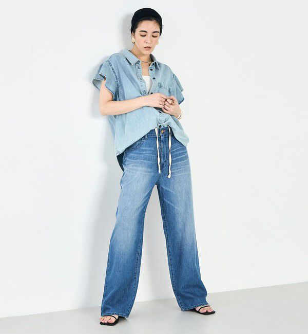 Rie Miller「【RM denim】ラッフルスリーブデニムブラウス」|シャツ・ブラウス|