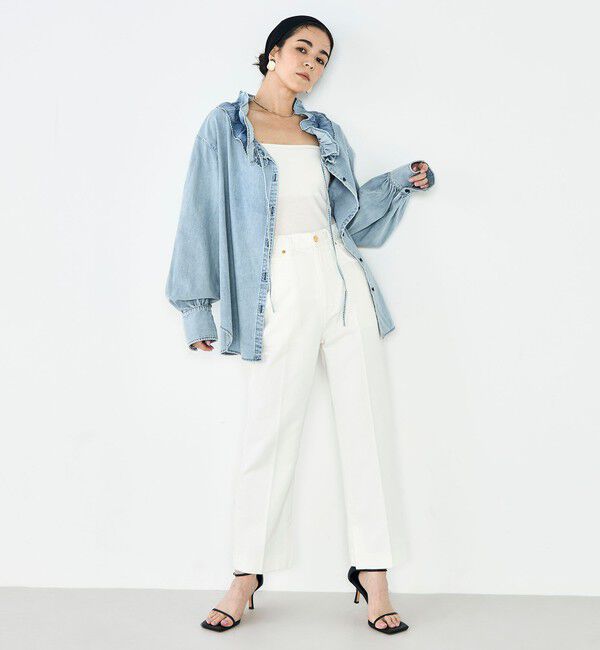 Rie Miller「【RM denim】スリットクロップドセンタープレスデニム」|デニム|