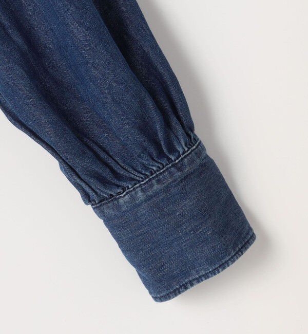 Rie Miller「【RM denim】フリルギャザーデニムブラウス」|シャツ・ブラウス|