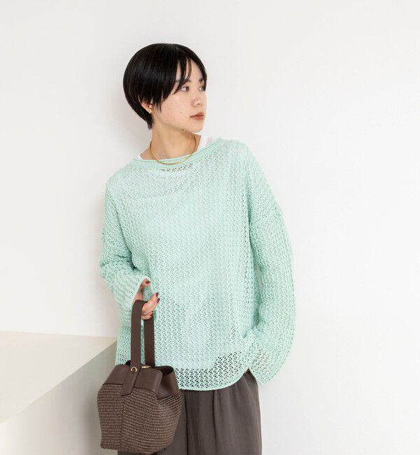 NOLLEY'S「《手洗い可能》ペーパーヤーンメッシュプルオーバー」|ニット・セーター|