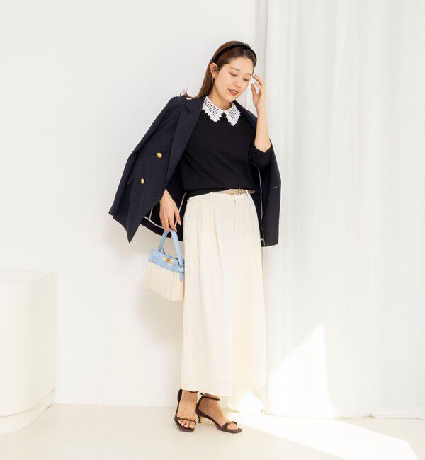 NOLLEY'S「【WEB＆一部店舗限定カラー】《手洗い可能》襟レース取り外し6分袖プルオーバー」|ニット・セーター|