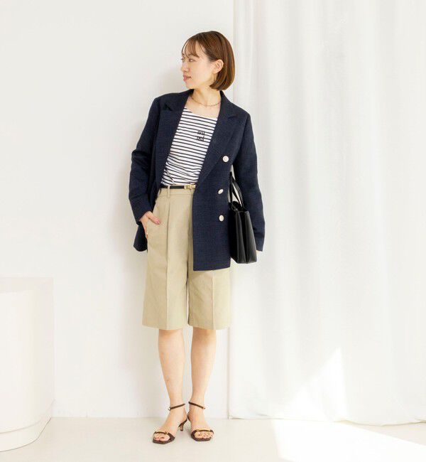 NOLLEY'S「【nolnol/ノルノル】ウォッシャブルシルケットボーダーショートT」|Tシャツ・カットソー|