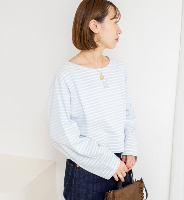 NOLLEY'S「【nolnol/ノルノル】ウォッシャブルシルケットボーダーショートT」|Tシャツ・カットソー|
