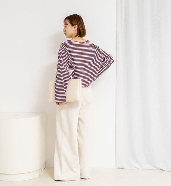 NOLLEY'S「【nolnol/ノルノル】ウォッシャブルシルケットボーダーショートT」|Tシャツ・カットソー|