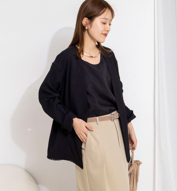 NOLLEY'S「ウォッシャブルFRINGE LIGHT JACKET」|ノーカラージャケット|