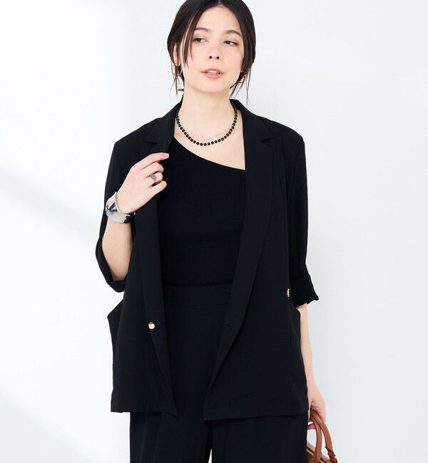 NOLLEY'S sophi「《セットアップ対応》ウォッシャブルエアリージョーゼットドレープライトジャケット」|テーラードジャケット|