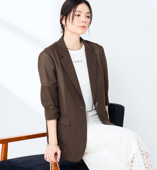 NOLLEY'S sophi「《セットアップ対応》ウォッシャブルリネンライクシアーボイルジャケット」|テーラードジャケット|