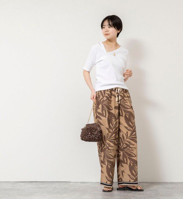 Rie Miller「ウォッシャブルアシンメトリー2WAYリブTシャツ」|Tシャツ・カットソー|