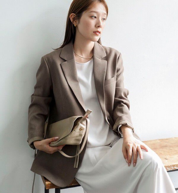 NOLLEY'S「【PR阿部☆別注】《抗ピリング/ストレッチ》ウォッシャブルダブルクロスオーバージャケット」|テーラードジャケット|ベージュ