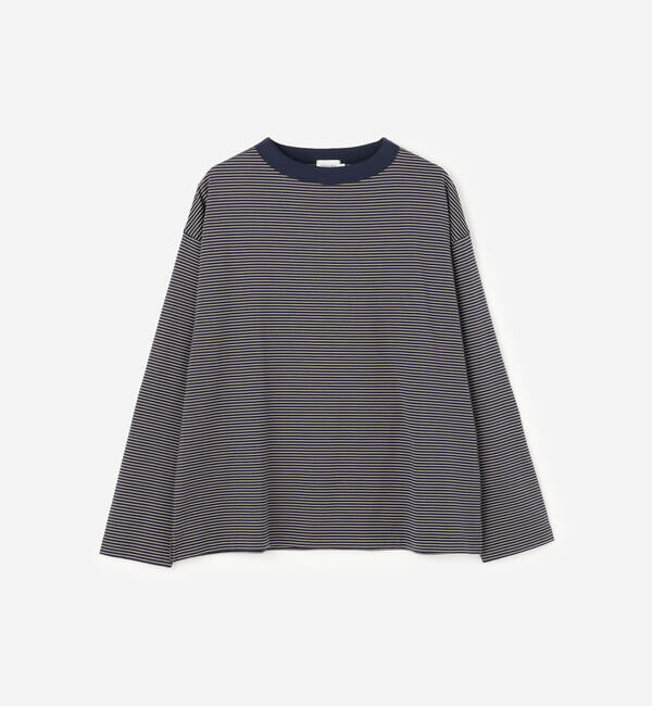 handvaerk「handvaerk | 60/2 ボトルネック長袖Tシャツ STRIPE WOMEN」|Tシャツ・カットソー|