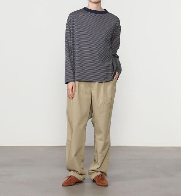 handvaerk「handvaerk | 60/2 ボトルネック長袖Tシャツ STRIPE WOMEN」|Tシャツ・カットソー|