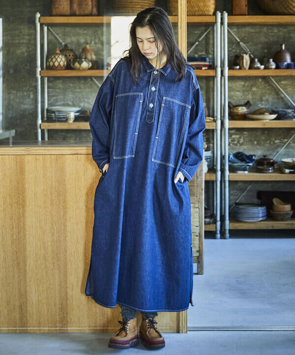  「orSlow | PULLOVER DENIM DRESS WOMEN」|ワンピース|
