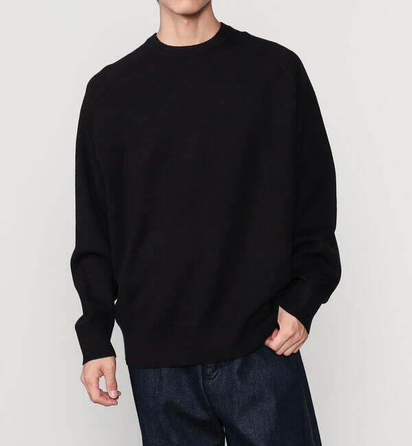  「RYE TENDER | コットンカシミア ラグランニットプルオーバー MEN」|ニット・セーター|BLACK