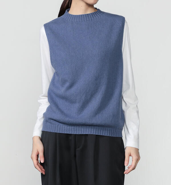 Morris & Sons「MORRIS & SONS | ジーロンラム クルーネックベスト WOMEN」|ベスト・ジレ|BLUE系1