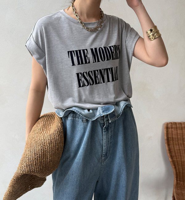  「【セットアップ可能】フロッキー肩タックプリントTEE」|Tシャツ・カットソー|