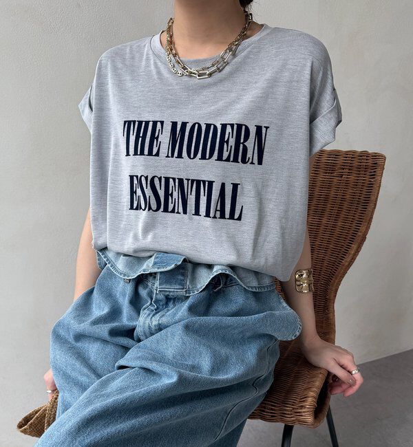  「【セットアップ可能】フロッキー肩タックプリントTEE」|Tシャツ・カットソー|