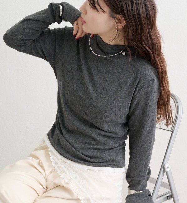  「長袖プレート付きハイネックカットソー」|Tシャツ・カットソー|