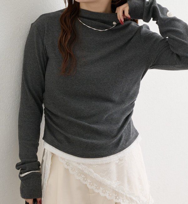  「長袖プレート付きハイネックカットソー」|Tシャツ・カットソー|