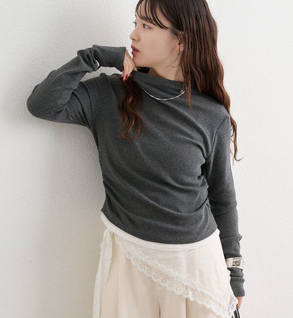  「長袖プレート付きハイネックカットソー」|Tシャツ・カットソー|
