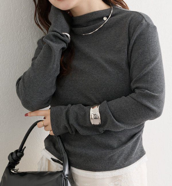  「長袖プレート付きハイネックカットソー」|Tシャツ・カットソー|