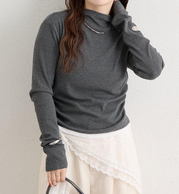  「長袖プレート付きハイネックカットソー」|Tシャツ・カットソー|
